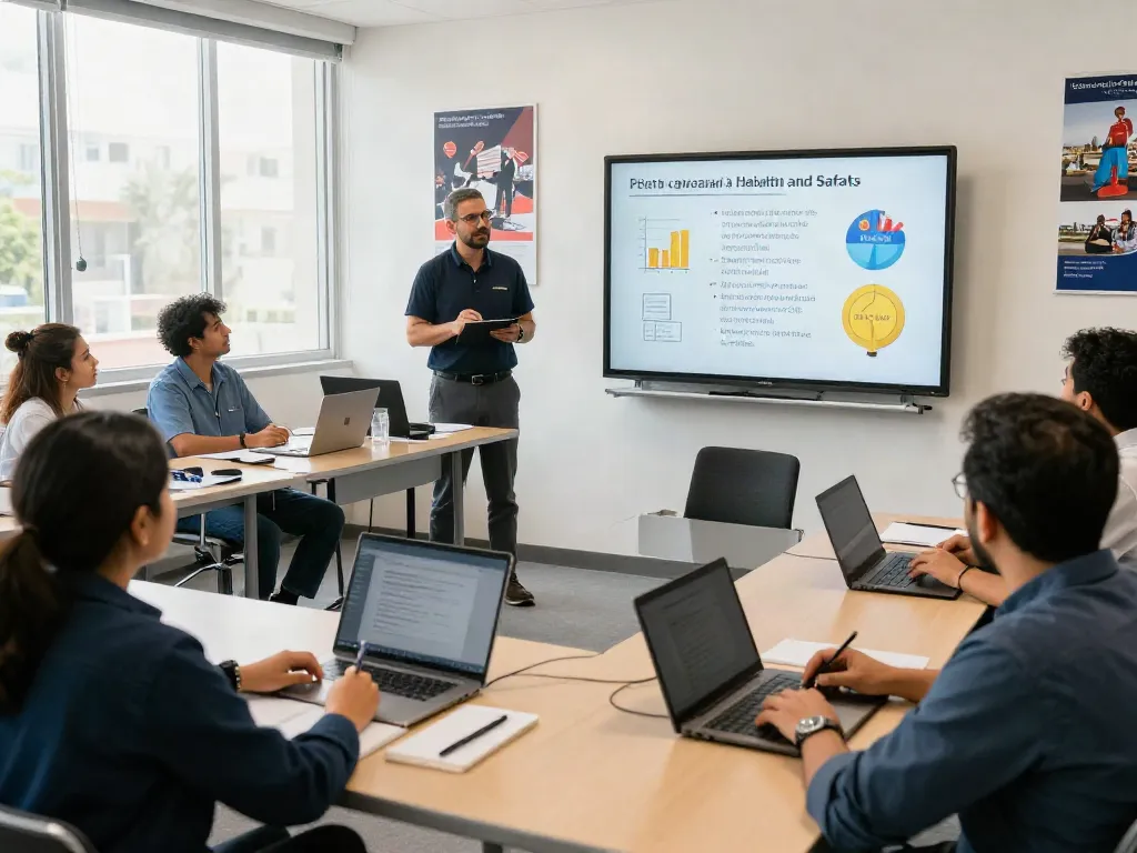Training Institute Saudi Arabia providing HSE course with engaged students in modern classroom.